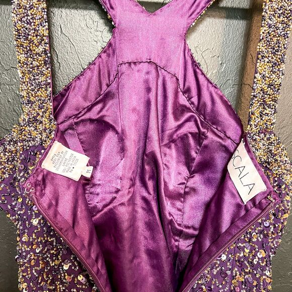 ✨ SCALA Plum and Gold Vintage Beaded Gown – Size Medium ✨ - Picture 11 of 16